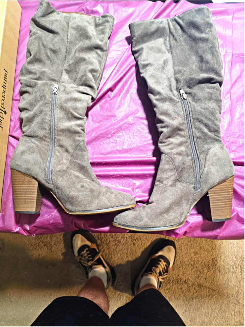 Target Universal Thread Grey Faux Suede Slouchy Knee High Boots Women's Size 8